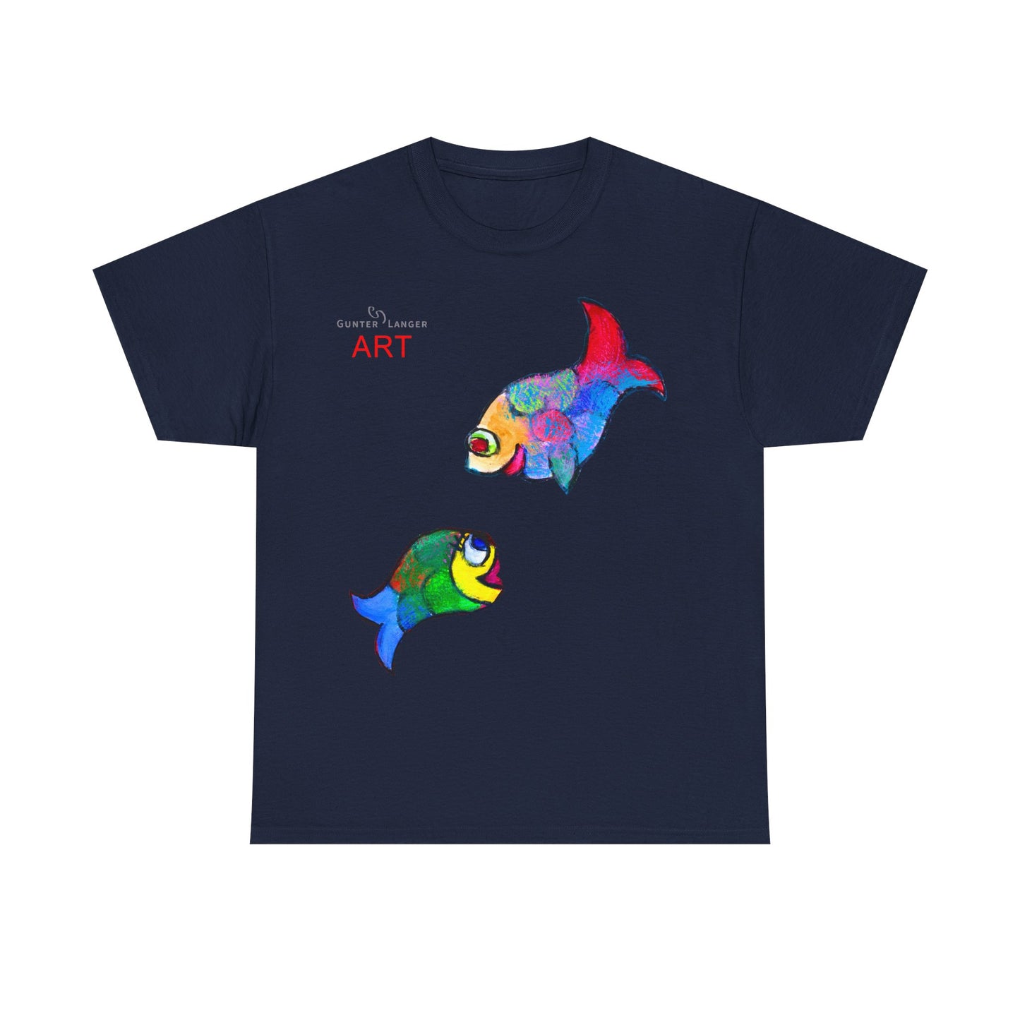 Unisex Heavy Cotton Tee - Motiv: Front Zwei Fische zueinander
