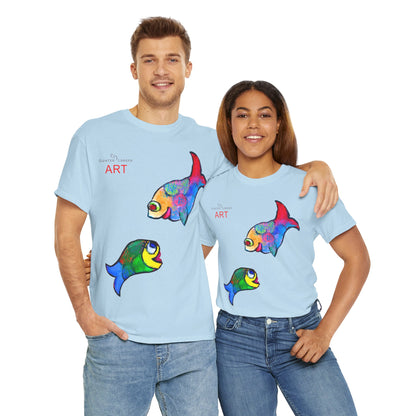 Unisex Heavy Cotton Tee - Motiv: Front Zwei Fische zueinander