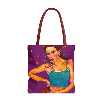 Tote Bag (AOP) Motiv: Lea, Violett Sterne