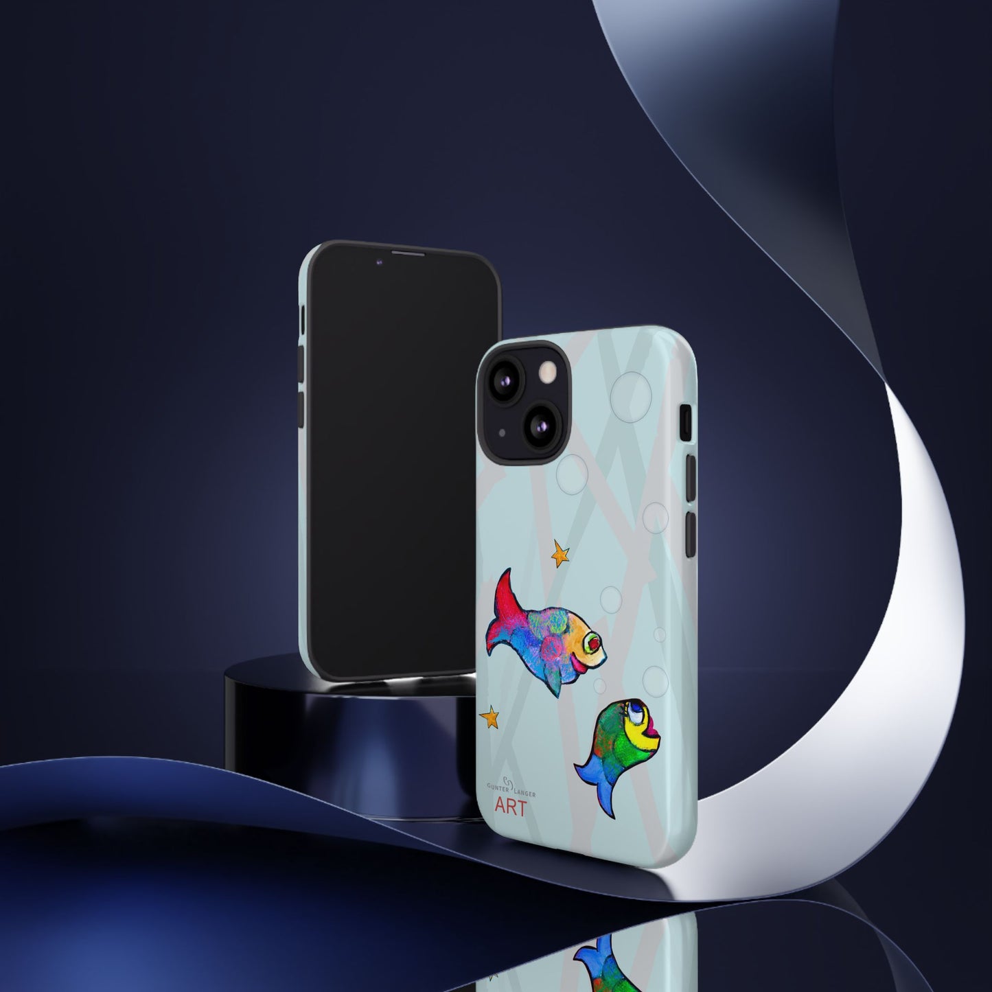 Tough Cases - iPhone - Motiv: "Fische", Mikado blau