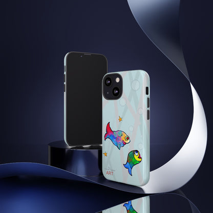 Tough Cases - iPhone - Motiv: "Fische", Mikado blau