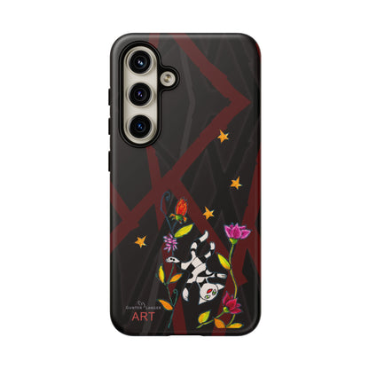 Tough Cases - Google Pixel - Samsung Galaxy - Motiv: Katze schwebt und Ranken, H 7,73 cm, Mikado3