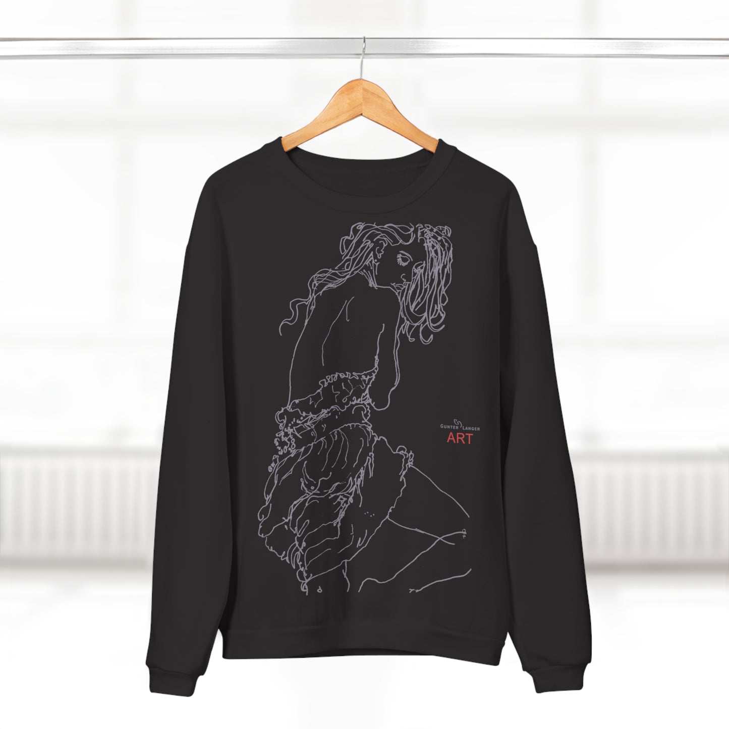 Unisex Sweatshirt - Motiv: Front Giselle H49 cm & Rückseite Giselle,  H49 cm (grau)