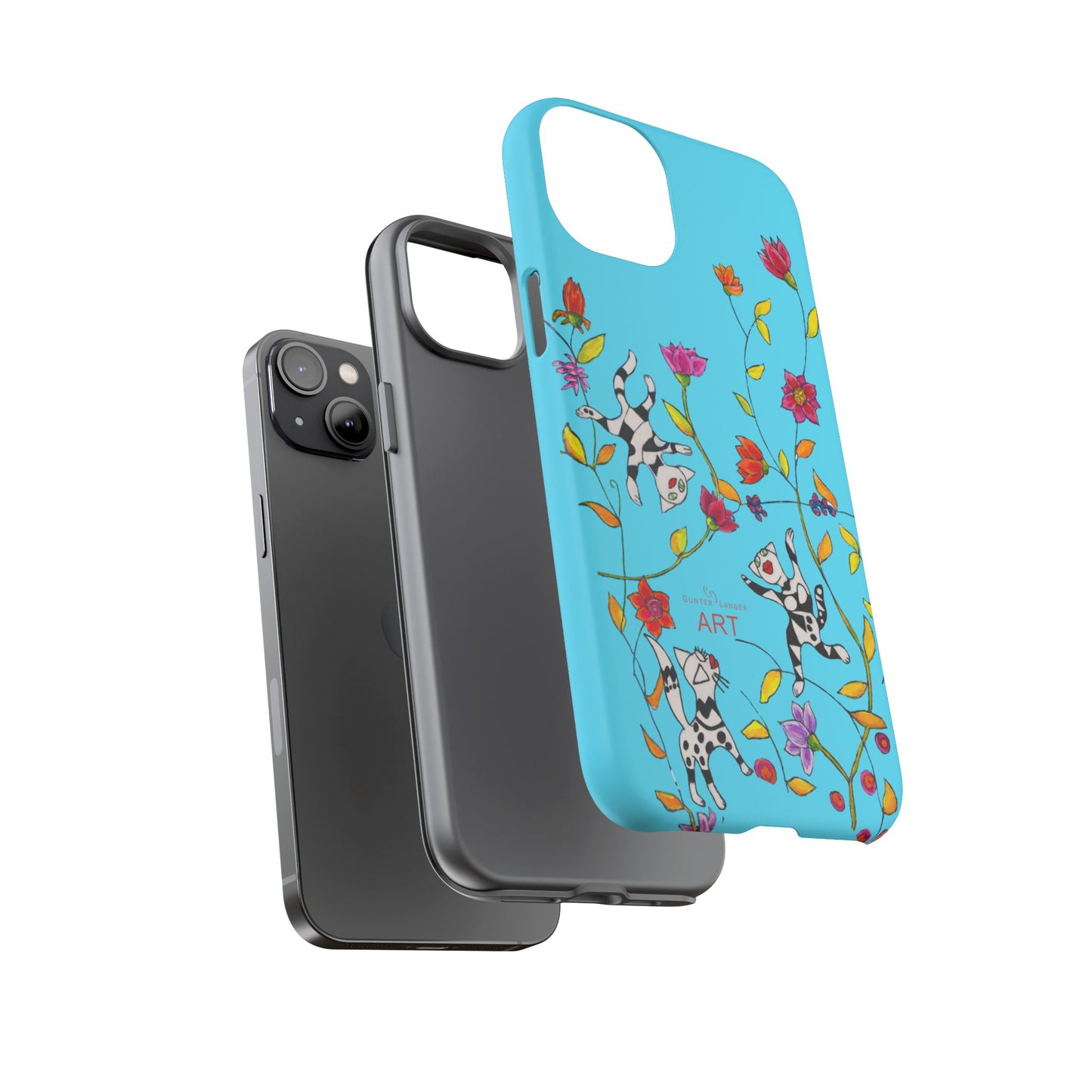 Tough Cases - iPhone - Motiv: Karierte Katzen, blau