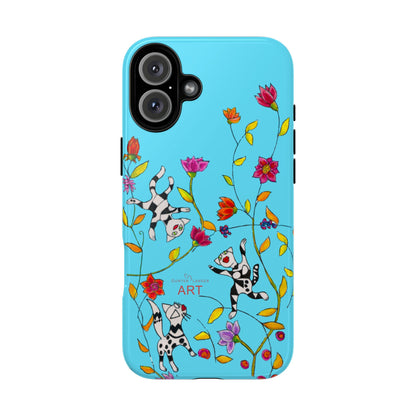 Tough Cases - iPhone - Motiv: Karierte Katzen, blau