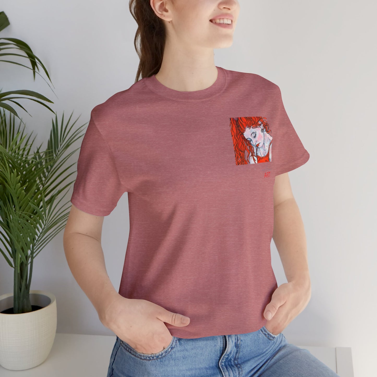 Unisex Jersey Short Sleeve Tee - Motiv: Front Julia (Ausschnitt) & Rückseite Julia, H 49 cm