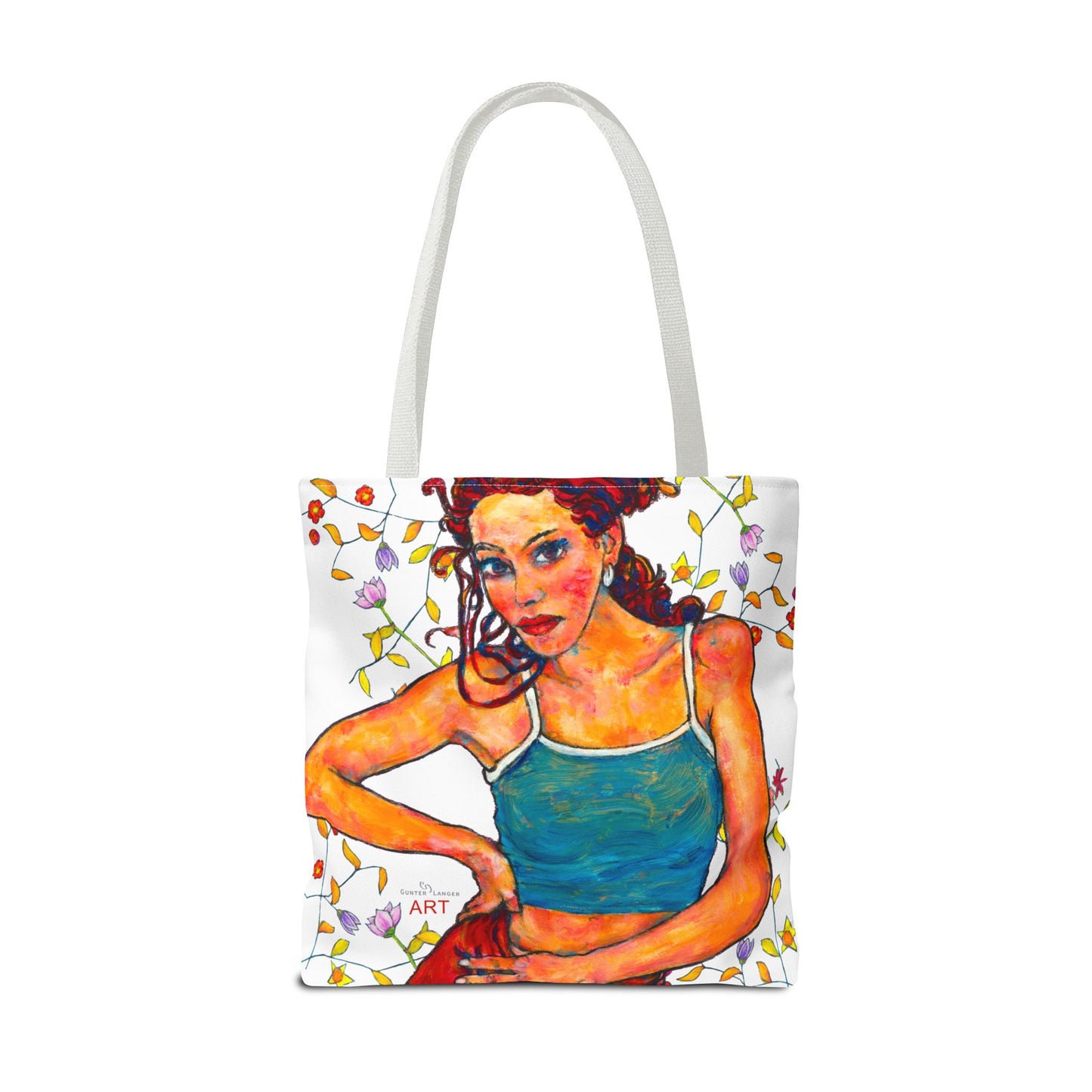 Tote Bag (AOP) -  Motiv: Lea, Weiß Ranken