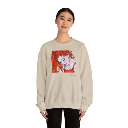 Unisex Heavy Blend™ Crewneck Sweatshirt - Motiv: Front Julia (Ausschnitt, 21,5 cm) & Rückseite Julia, H 43 cm