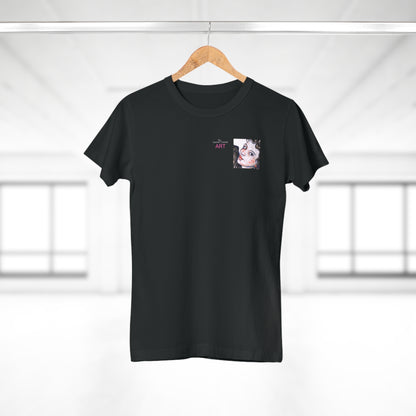 Single Jersey Women's T-shirt- dunkel - Motiv: Annette, Ausschnitt, H 7,5 cm