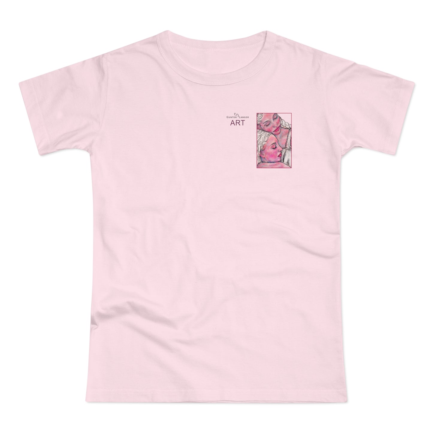Single Jersey Women's T-shirt - hell - Motiv: Zuflucht, Ausschnitt, H 10 cm