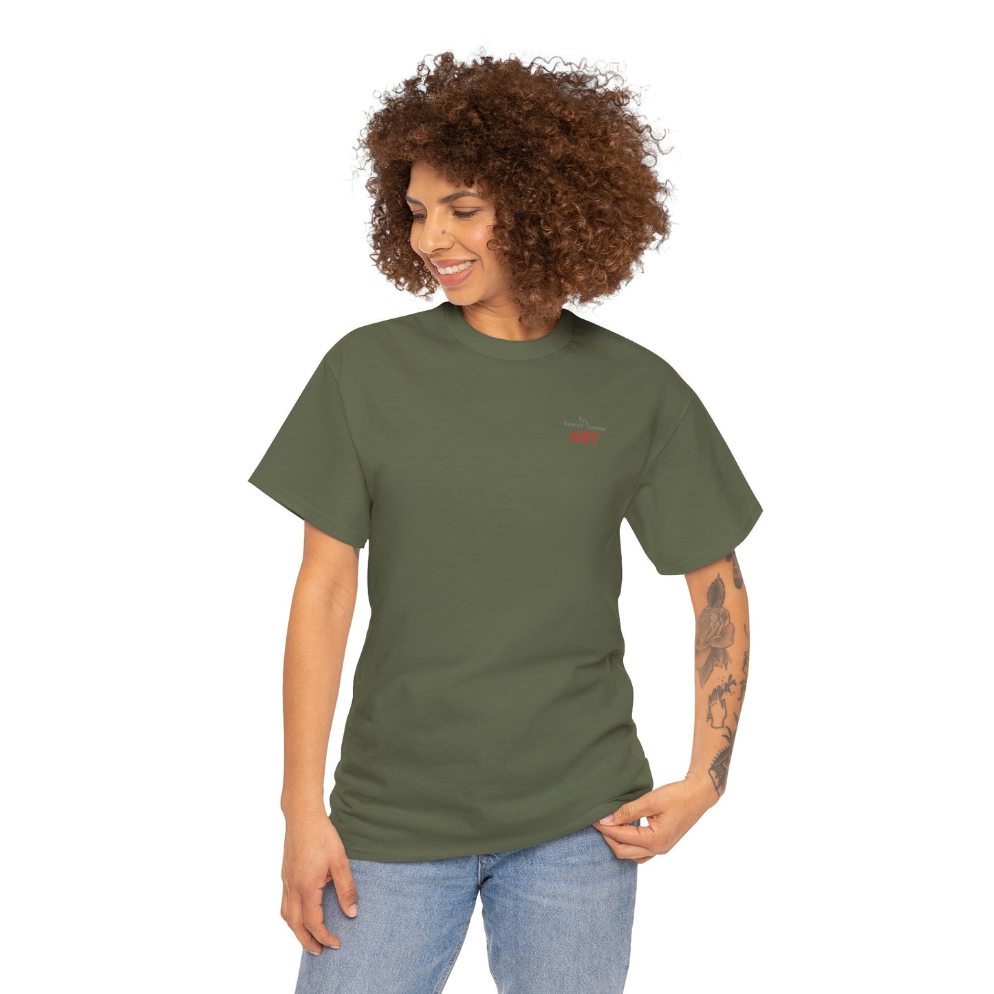 Unisex Heavy Cotton Tee - Motiv: Front Logo & Rückseite Lina, Neck Label