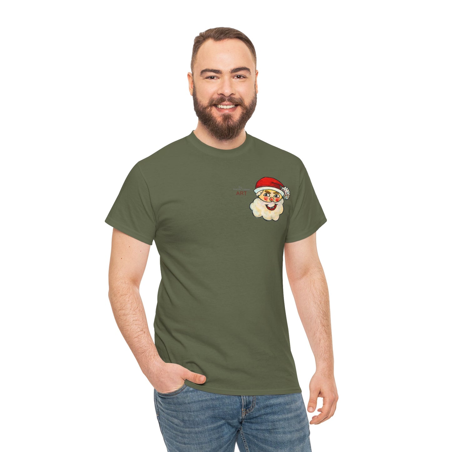 Unisex Heavy Cotton Tee - Motiv: Weihnachtsmann, H 13 cm
