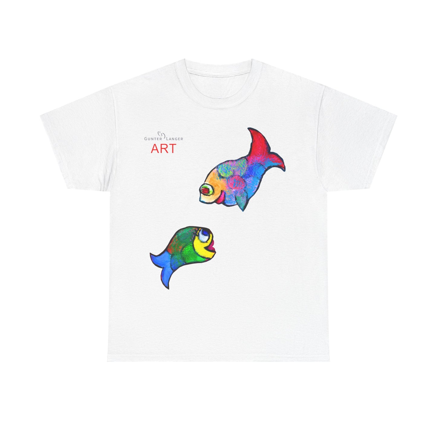 Unisex Heavy Cotton Tee - Motiv: Front Zwei Fische zueinander
