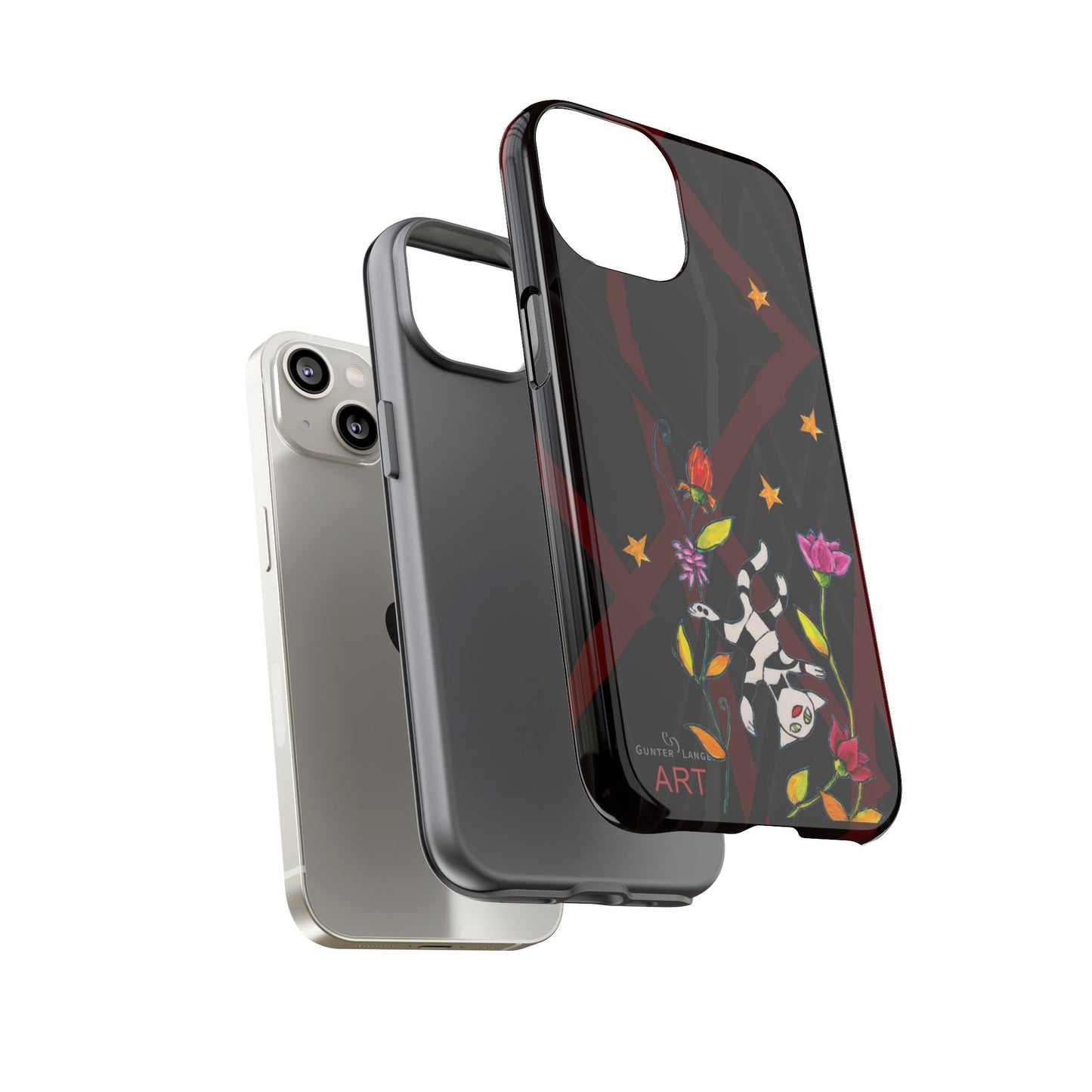 Tough Cases - iPhone - Motiv: Katze schwebt und Ranken, H 7,73 cm, Mikado3