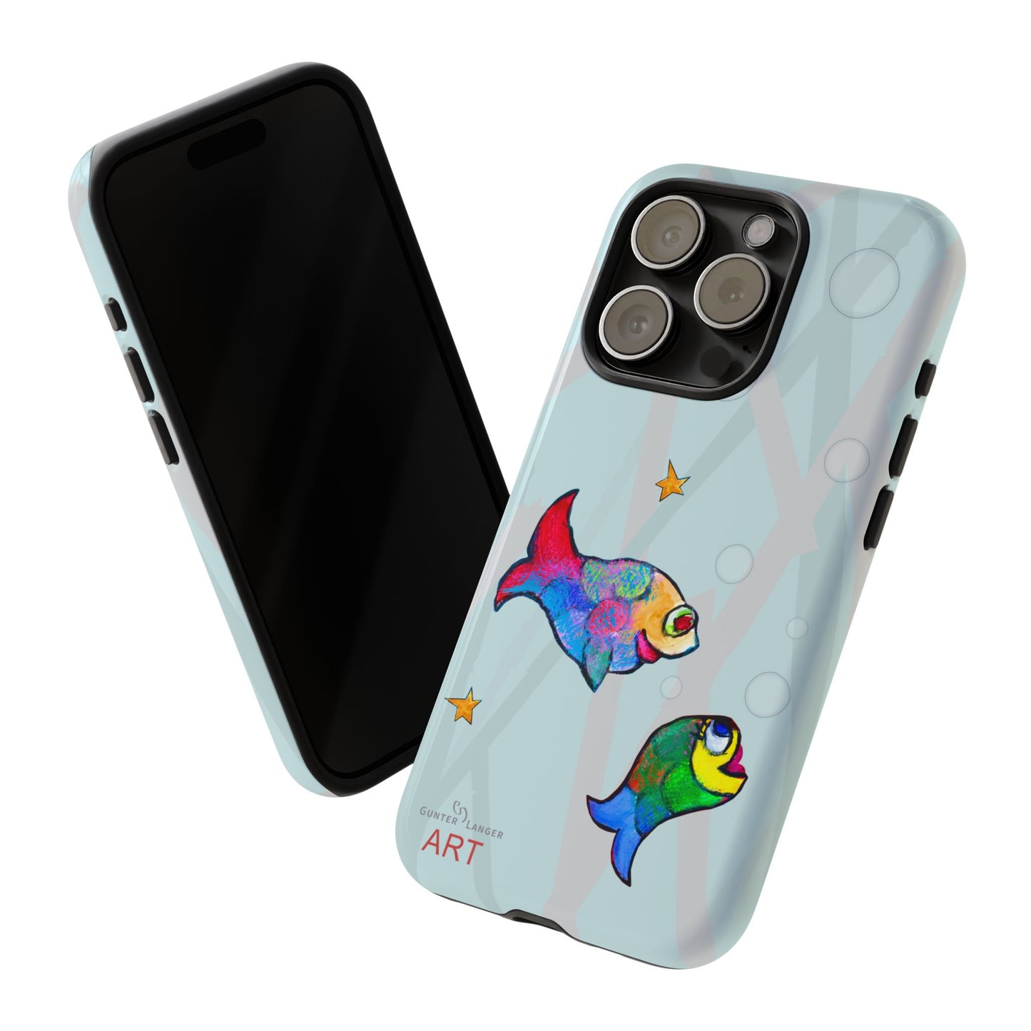 Tough Cases - iPhone - Motiv: "Fische", Mikado blau