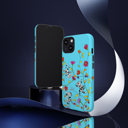 Tough Cases - iPhone - Motiv: Karierte Katzen, blau