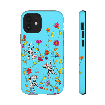 Tough Cases - iPhone - Motiv: Karierte Katzen, blau