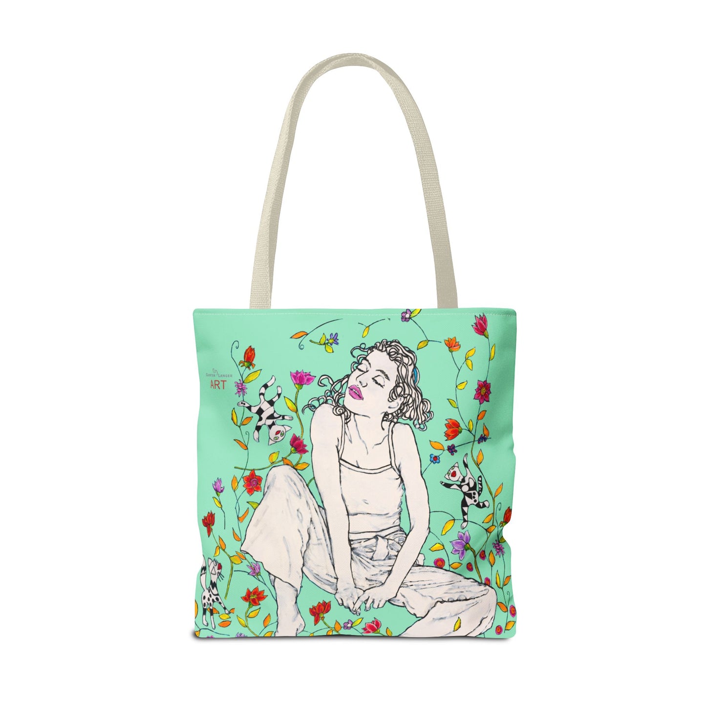 Tote Bag (AOP) - Motiv: Carolin sw auf dklgrün