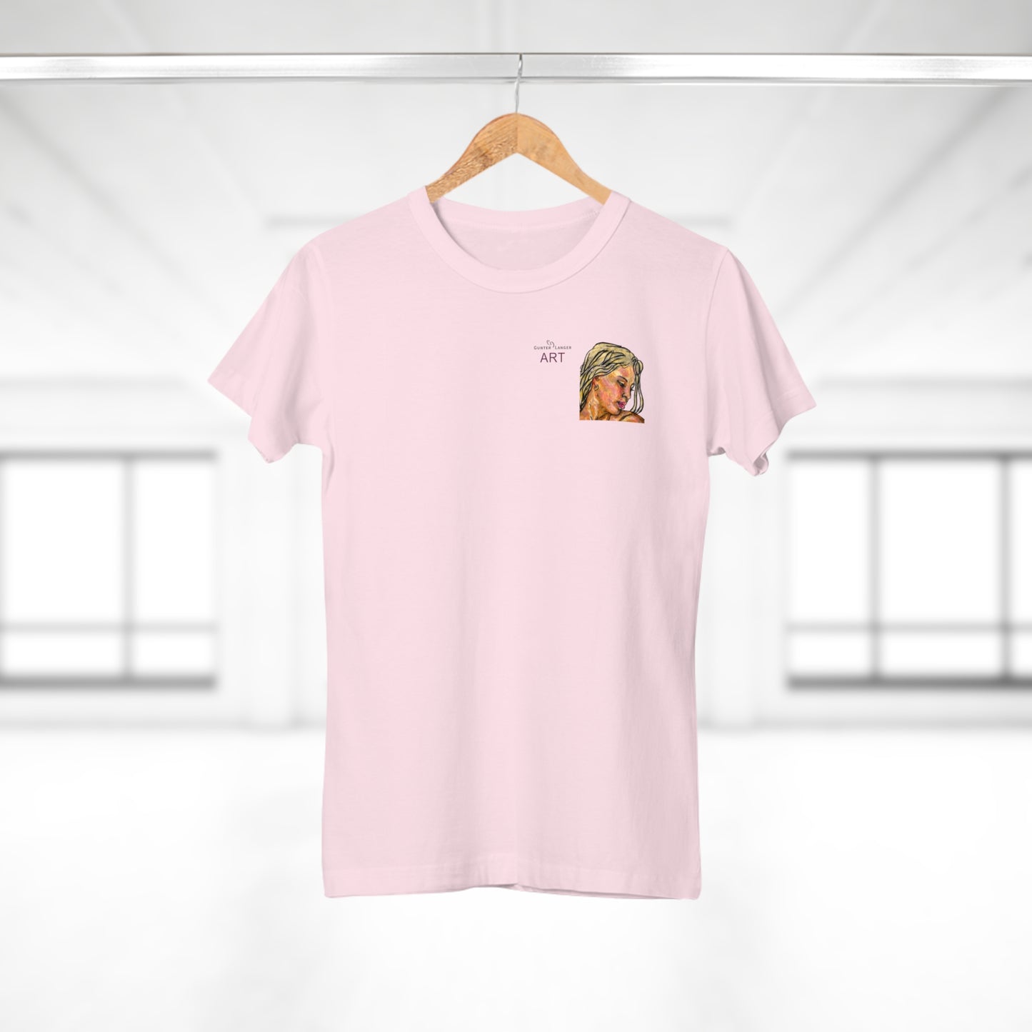 Single Jersey Women's T-shirt - hell - Motiv: Erna, Ausschnitt, H 8 cm