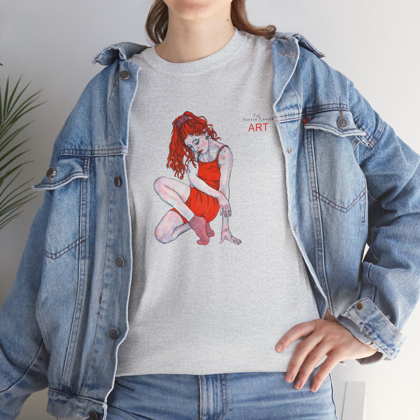 Unisex Heavy Cotton Tee - Motiv:  Front Julia, H25 cm & Rückseite Julia, H 49 cm