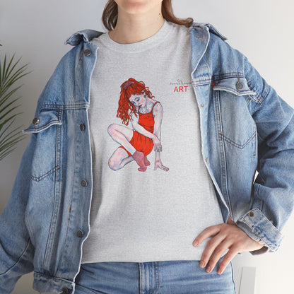 Unisex Heavy Cotton Tee - Motiv:  Front Julia, H25 cm & Rückseite Julia, H 49 cm