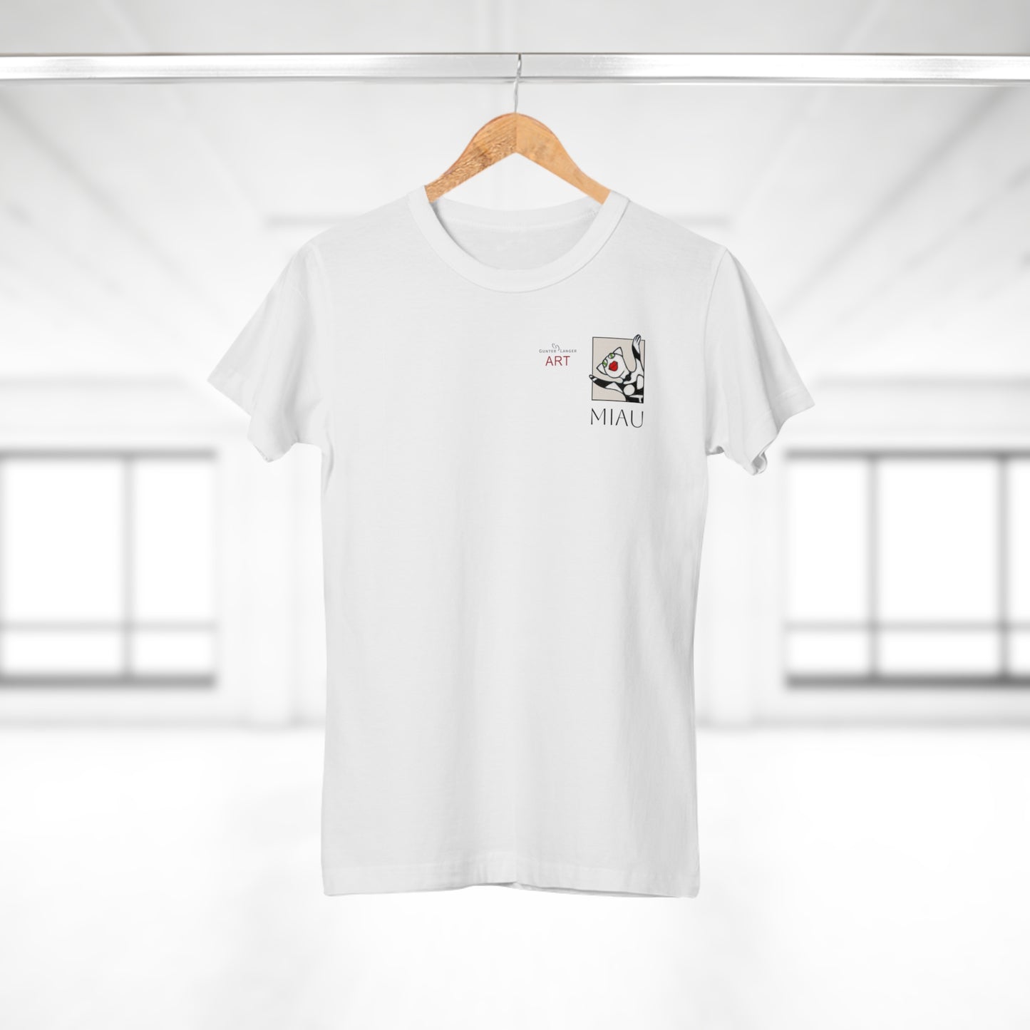 Single Jersey Women's T-shirt - hell - Motiv: Miau, H 7 cm