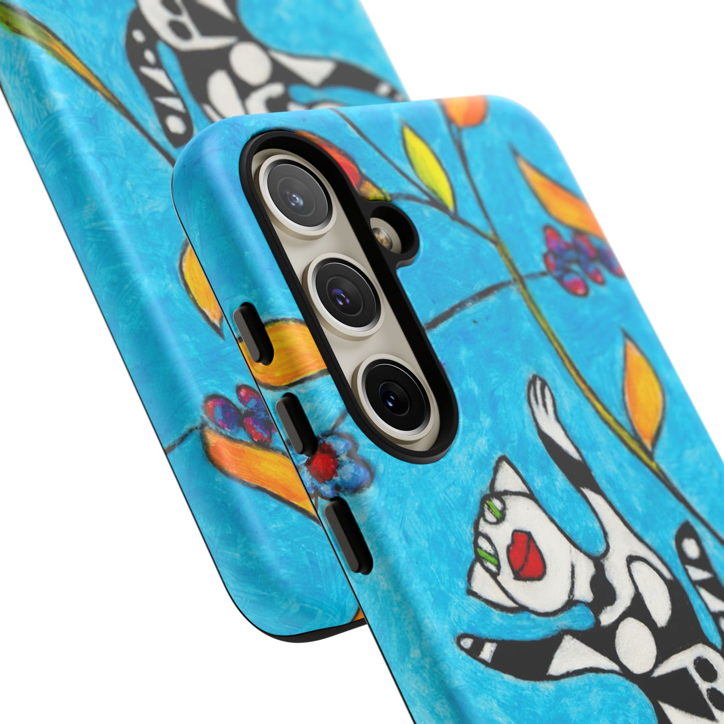 Tough Cases - Google Pixel - Samsung Galaxy - Motiv: Karierte Katze hüpft