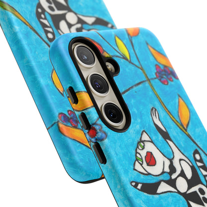 Tough Cases - Google Pixel - Samsung Galaxy - Motiv: Karierte Katze hüpft