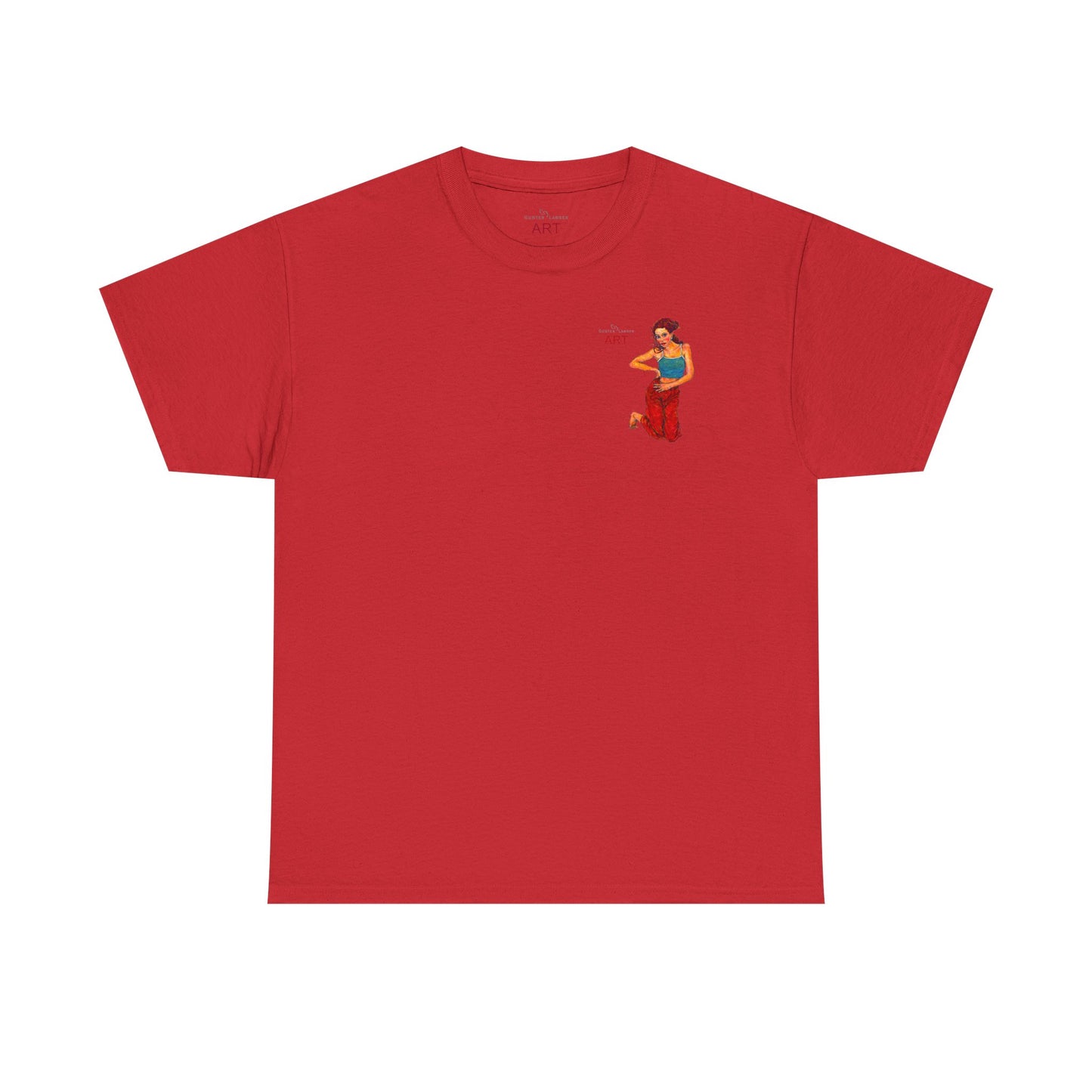 Unisex Heavy Cotton Tee - Motiv: Front, Lea, H 13cm & Rückseite, Lea A02, Ranken, 40 cm, Neck Label