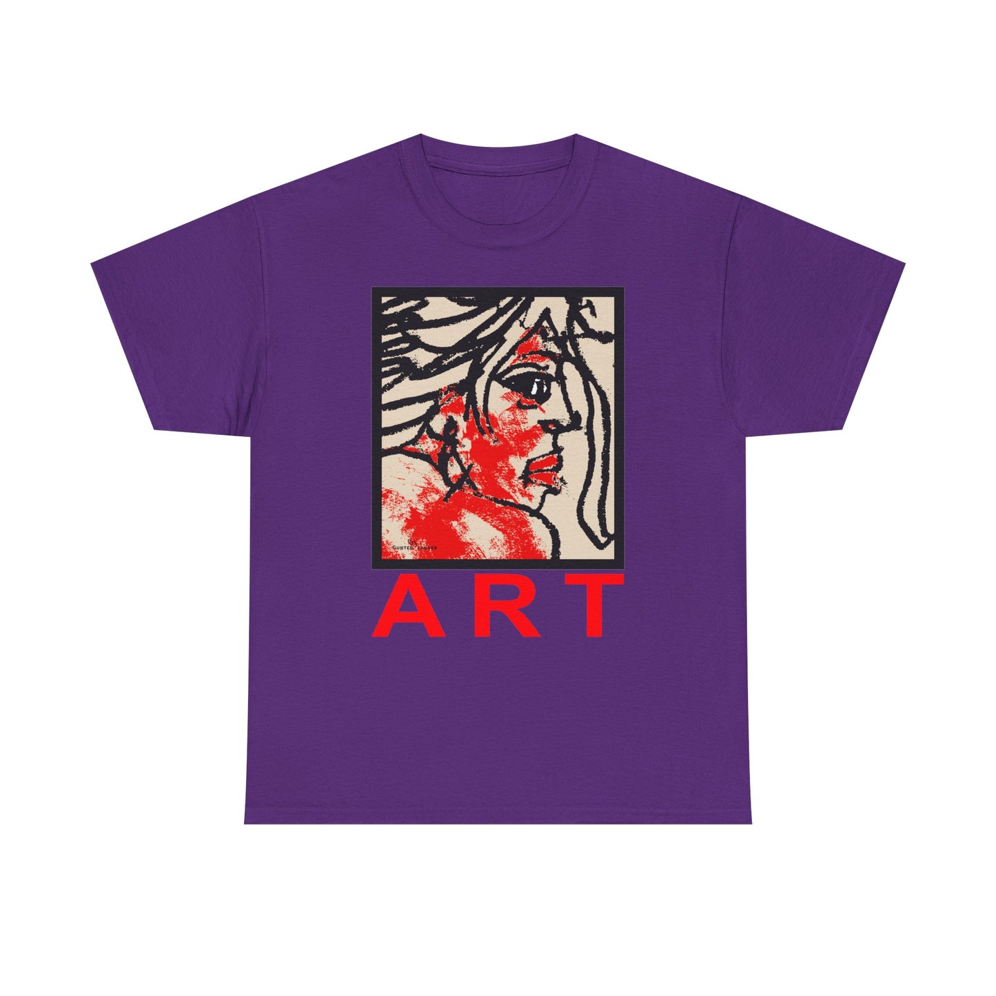 Unisex Heavy Cotton Tee - Motiv: Front, Ria mit Art Rot, H 40 cm