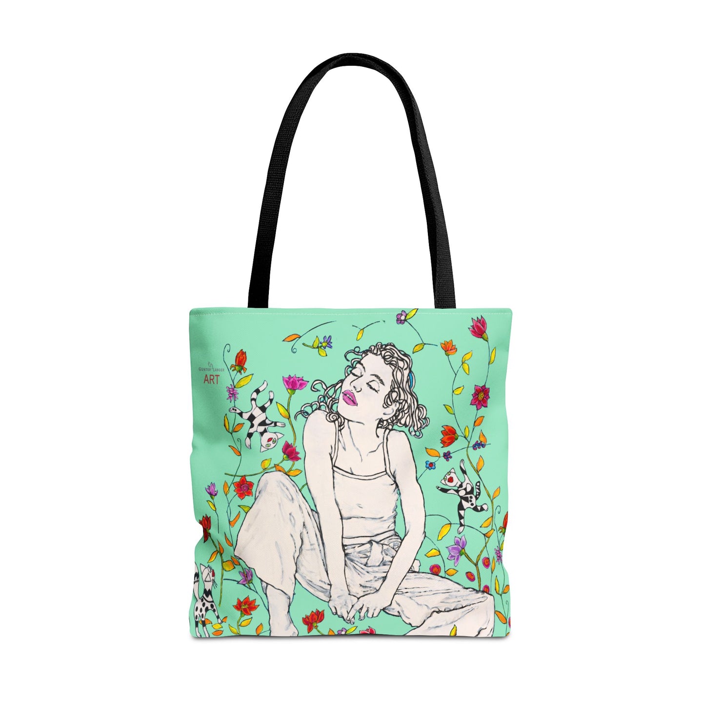 Tote Bag (AOP) - Motiv: Carolin sw auf dklgrün