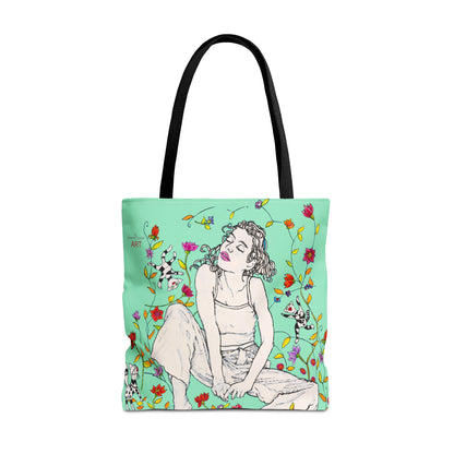 Tote Bag (AOP) - Motiv: Carolin sw auf dklgrün