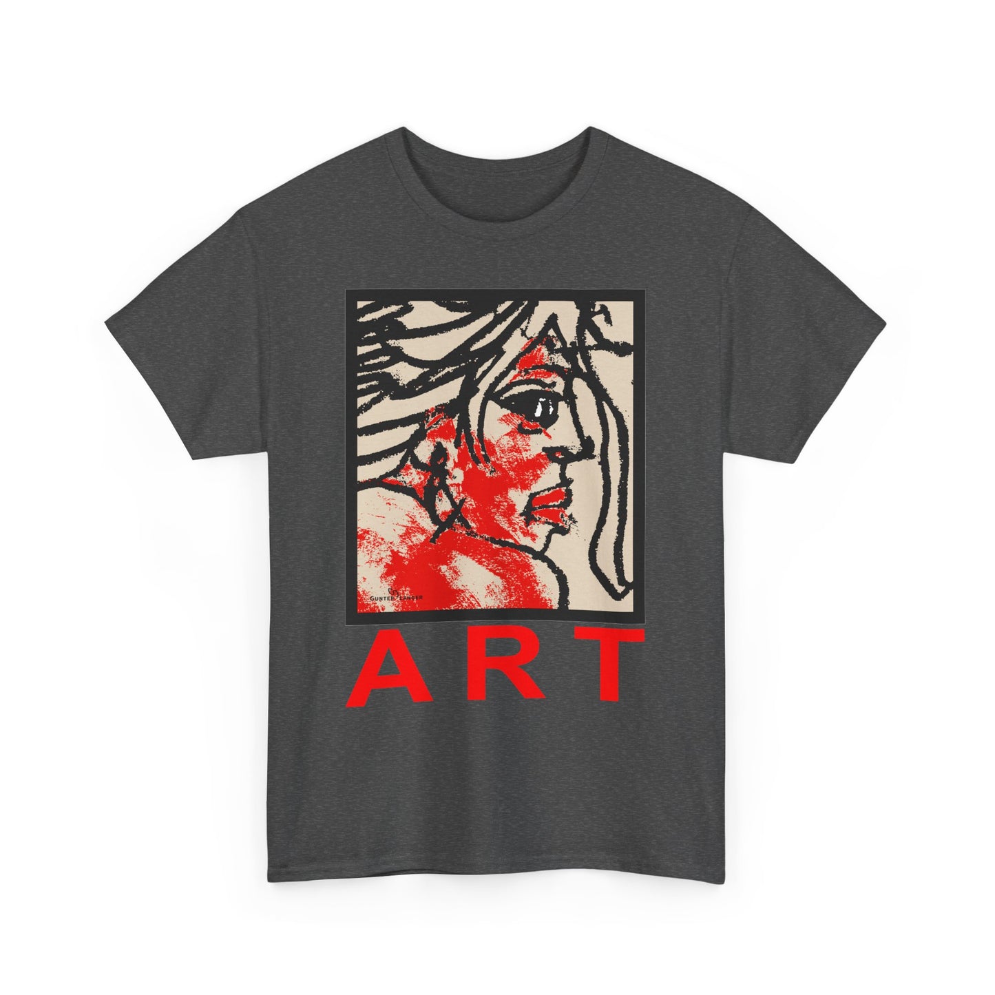 Unisex Heavy Cotton Tee - Motiv: Front, Ria mit Art Rot, H 40 cm