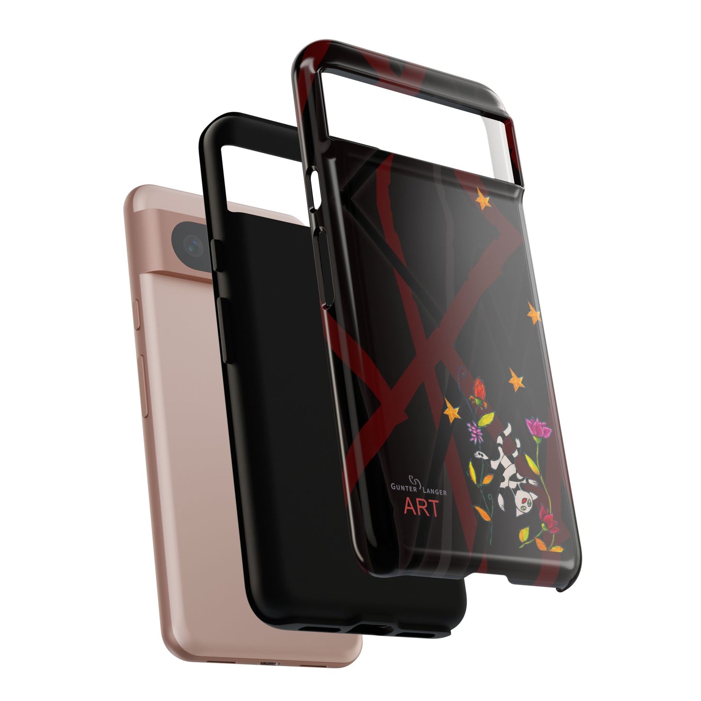 Tough Cases - Google Pixel - Samsung Galaxy - Motiv: Katze schwebt und Ranken, H 5,26 cm, Mikado3
