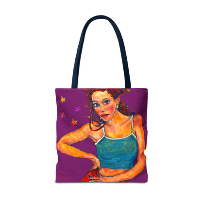 Tote Bag (AOP) Motiv: Lea, Violett Sterne