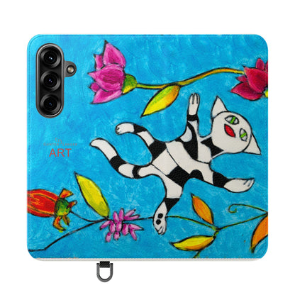 Flip Cases - Motiv: Gescheckte Katze schwebt