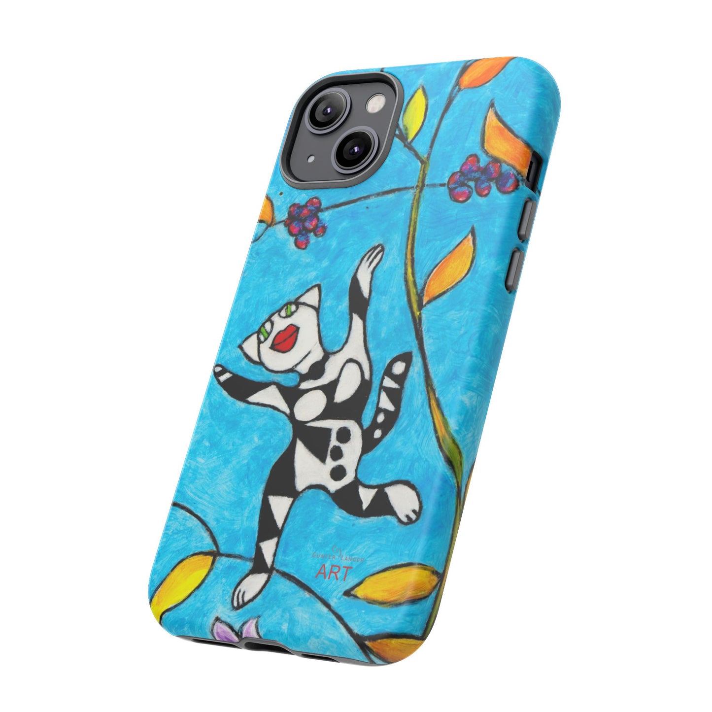 Tough Cases - iPhone - Motiv: Karierte Katze hüpft