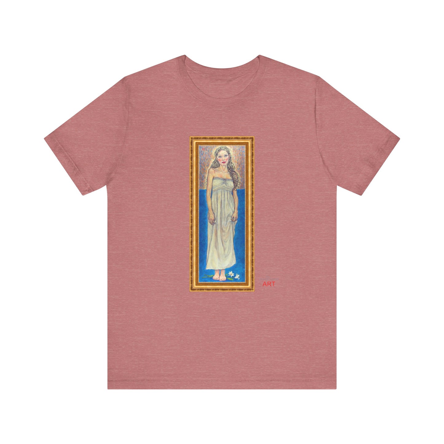 Unisex Jersey Short Sleeve Tee - Motiv: Front Marie, H 35,5 cm Goldrahmen