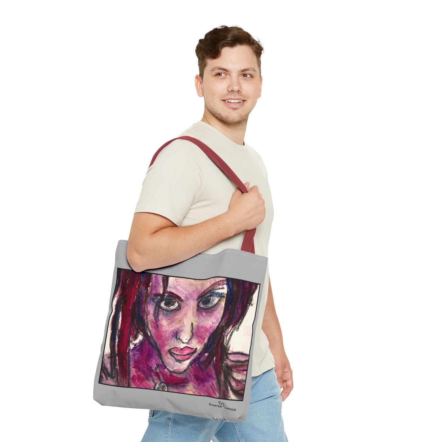 Tote Bag (AOP)- Motiv: Front Lola & Rückseite Lola, Grau