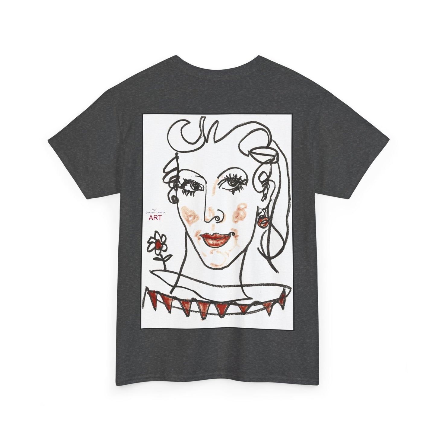 Unisex Heavy Cotton Tee - Motiv:  Front Lina H 11 cm & Rückseite Lina, H 49 cm, Neck Label