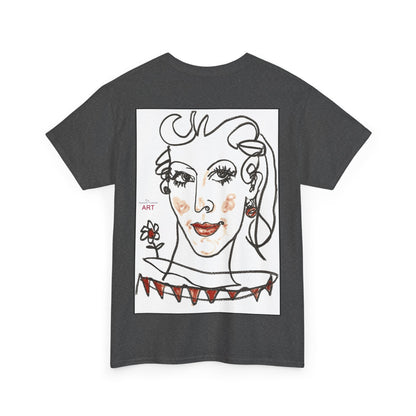 Unisex Heavy Cotton Tee - Motiv:  Front Lina H 11 cm & Rückseite Lina, H 49 cm, Neck Label