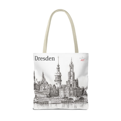 Tote Bag (AOP) - Motiv: Dresden -  Terrassenufer Hofkirche Schloß A01, Bleistift