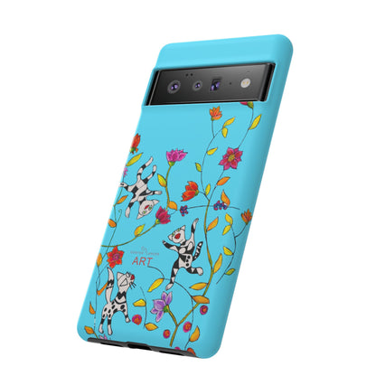 Tough Cases - Google Pixel - Samsung Galaxy - Motiv: Karierte Katzen, blau