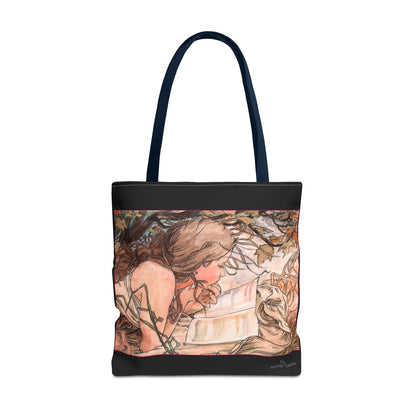 Tote Bag (AOP) - Jugendstil - Motiv: Front Antonia & Rückseite Antonia, Schwarz