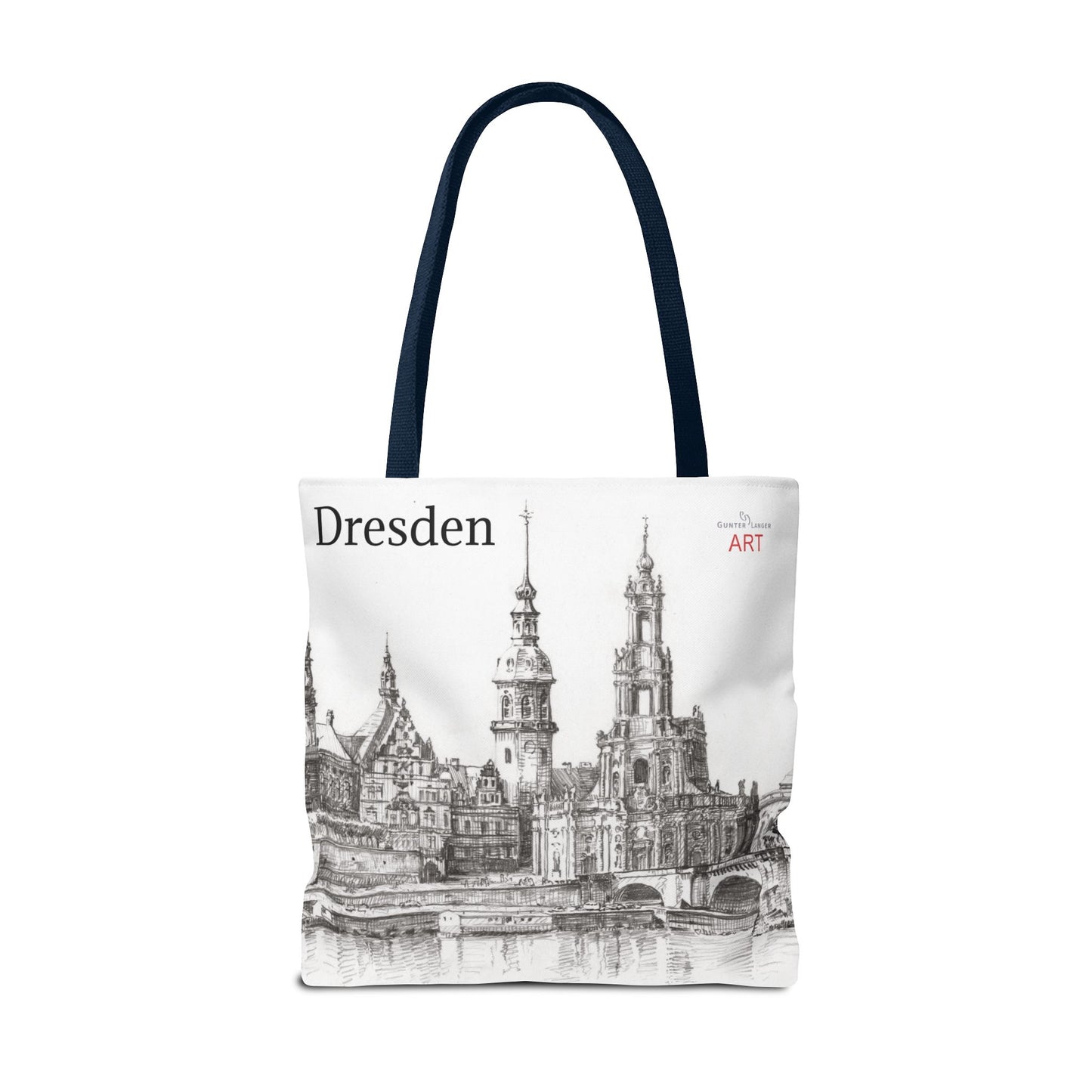 Tote Bag (AOP) - Motiv: Dresden -  Terrassenufer Hofkirche Schloß A01, Bleistift