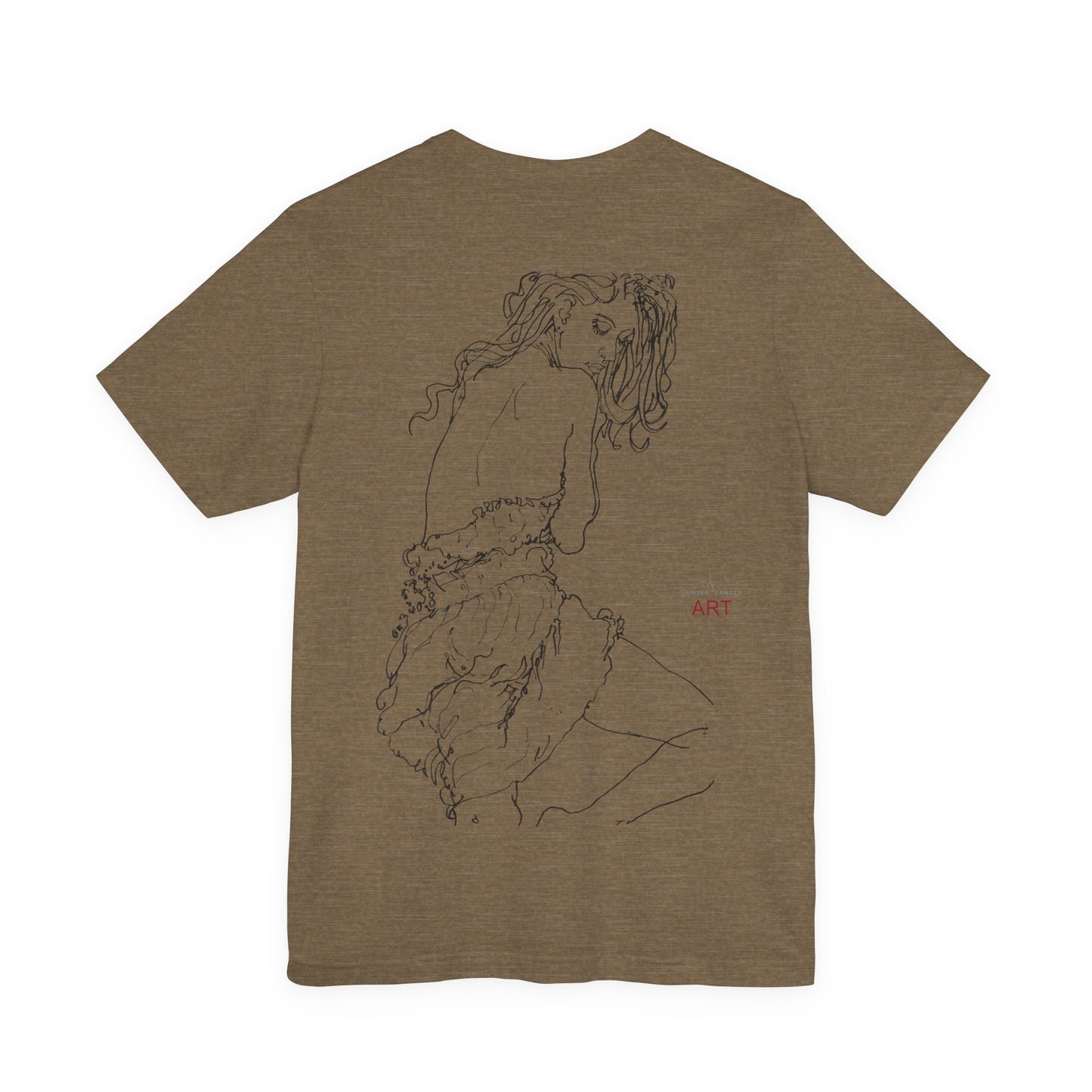 Unisex Jersey Short Sleeve Tee - Motiv: Front Logo & Rückseite Giselle H 48,42 cm, N-Label