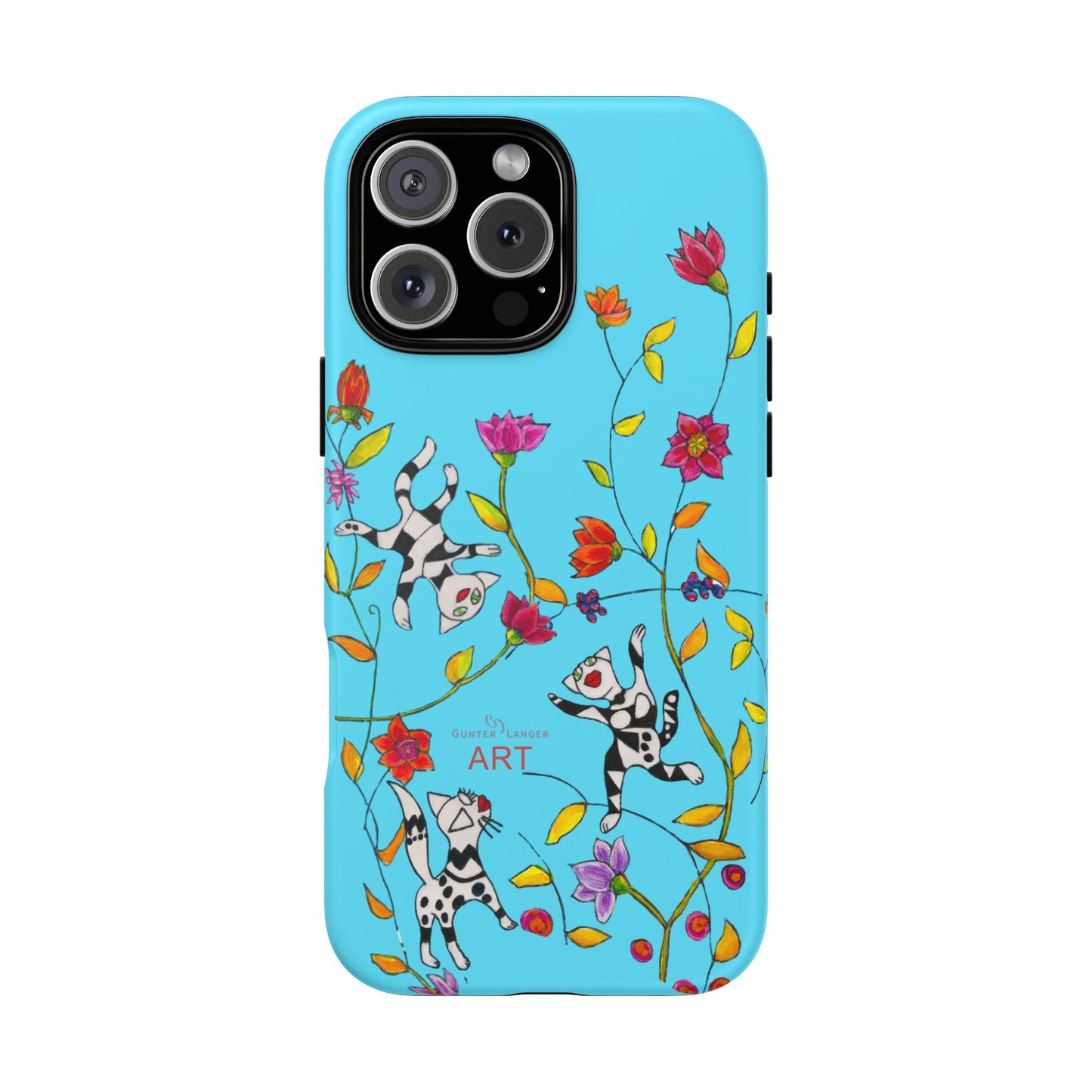 Tough Cases - iPhone - Motiv: Karierte Katzen, blau