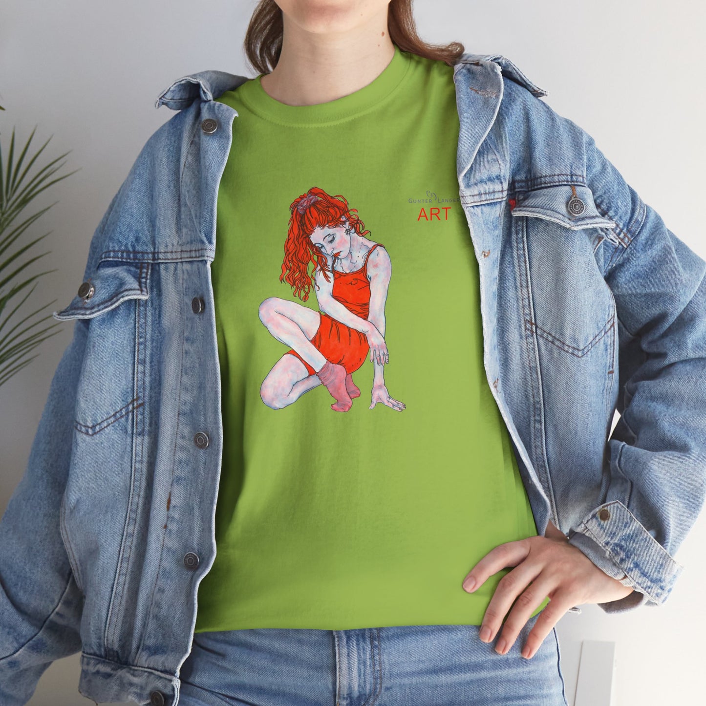 Unisex Heavy Cotton Tee - Motiv:  Front Julia, H25 cm & Rückseite Julia, H 49 cm