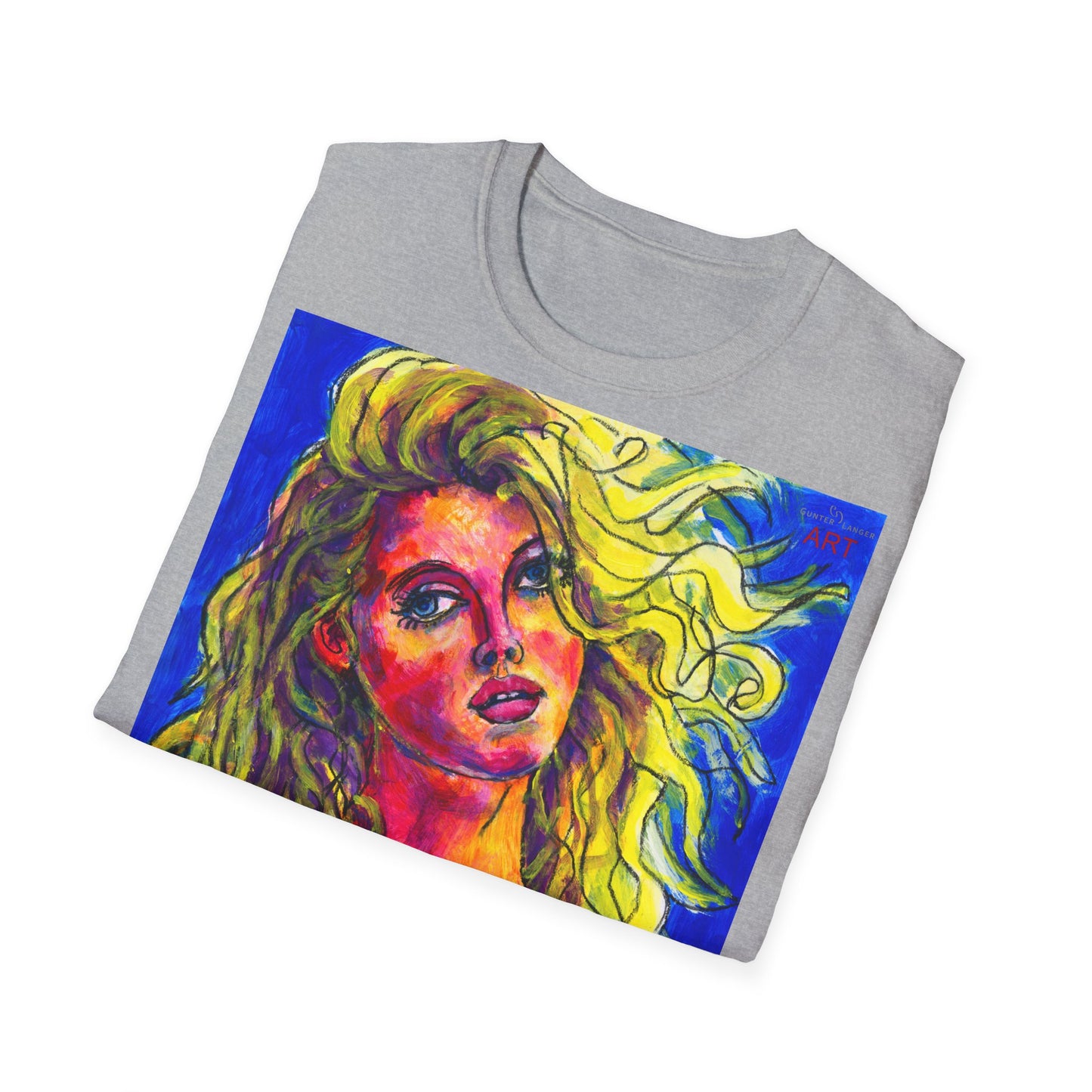 Unisex Softstyle T-Shirt - Motiv: Front Mascha, H 49cm sw, Neck Label