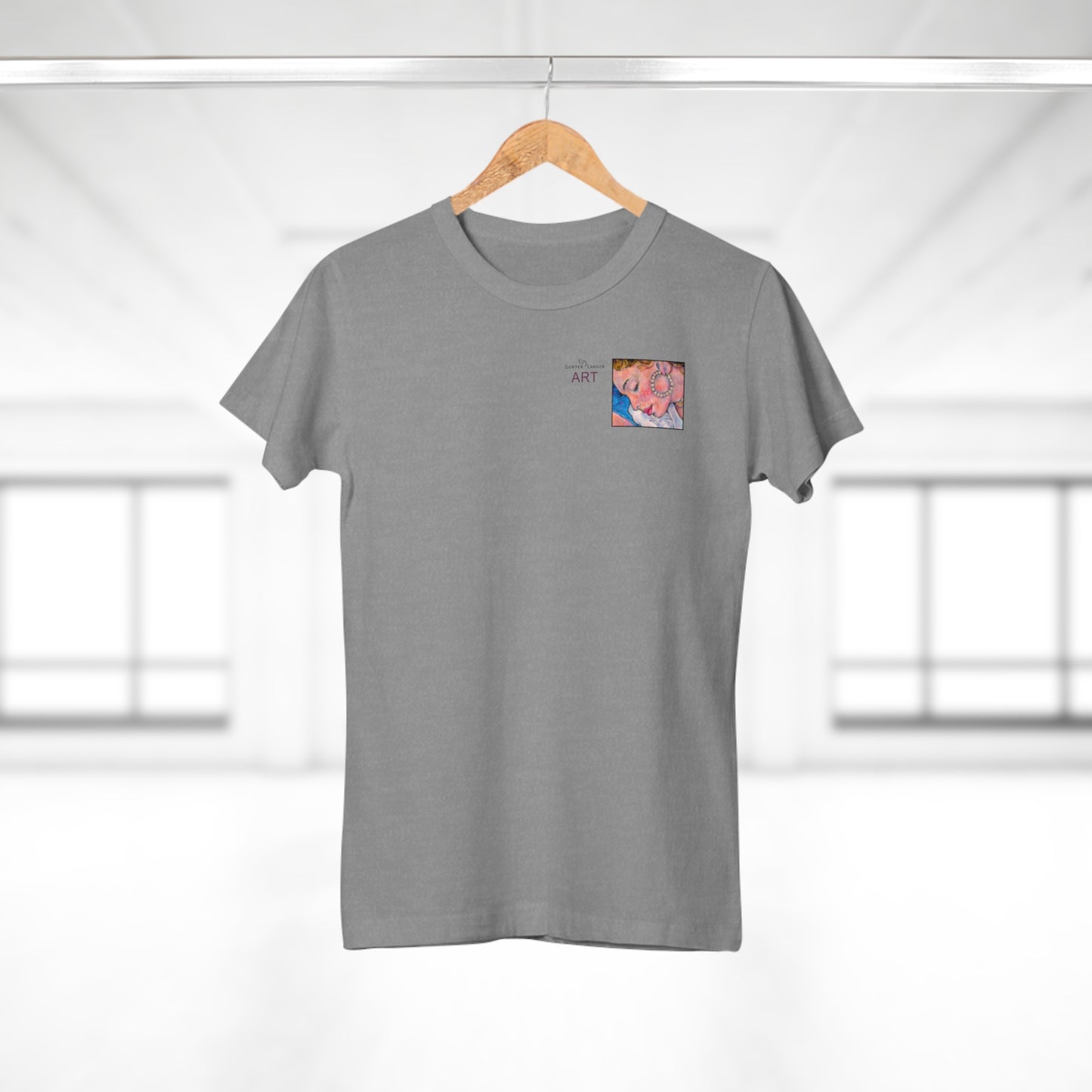 Single Jersey Women's T-shirt - hell - Motiv: Alva, Ausschnitt, H 6,5 cm